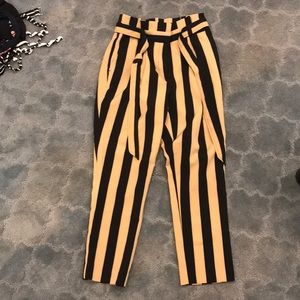 Pants black and nude striped